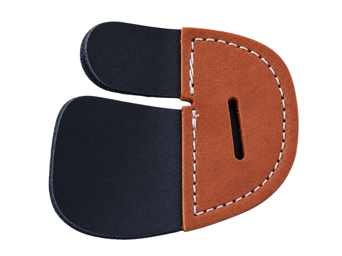 Hnědý finger tab 7,5 × 7 cm pro praváka